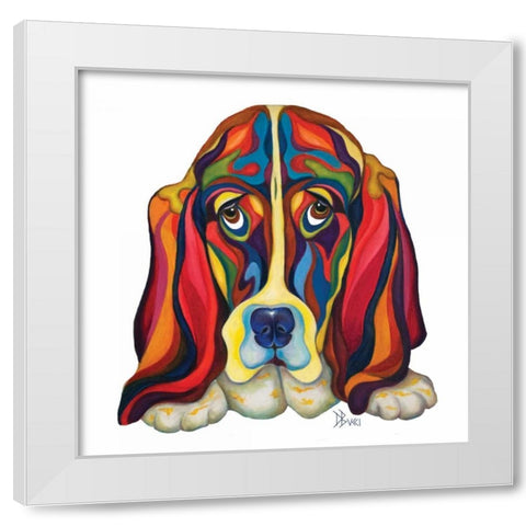 Basset Hound White Modern Wood Framed Art Print by Bucci, Debra