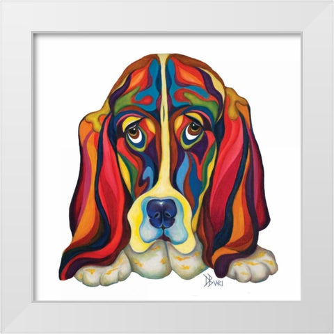 Basset Hound White Modern Wood Framed Art Print by Bucci, Debra