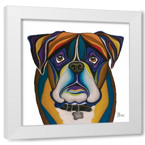 Boxer White Modern Wood Framed Art Print by Bucci, Debra