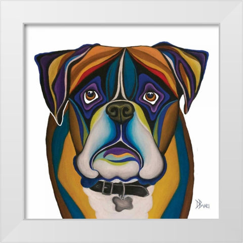 Boxer White Modern Wood Framed Art Print by Bucci, Debra