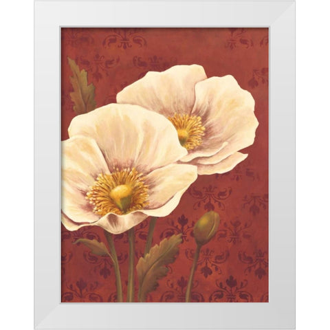 Poppies on Red White Modern Wood Framed Art Print by Belamar, Ella