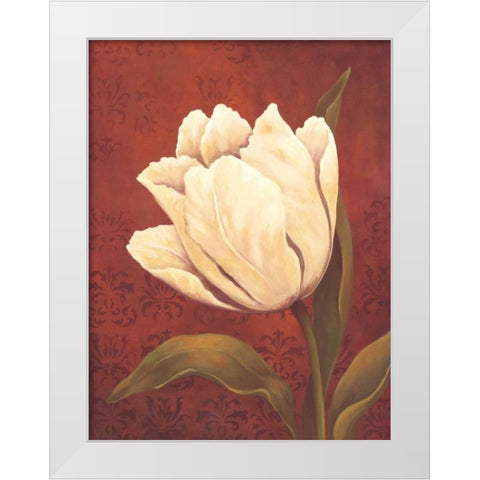 Tulip on Red White Modern Wood Framed Art Print by Belamar, Ella