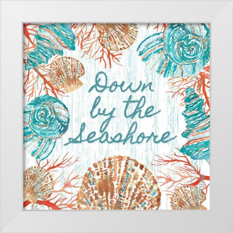 Beachcomber Sign II White Modern Wood Framed Art Print by Berrenson, Sara