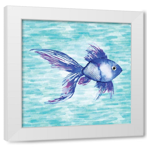 Deep Sea Blue Fish White Modern Wood Framed Art Print by Berrenson, Sara