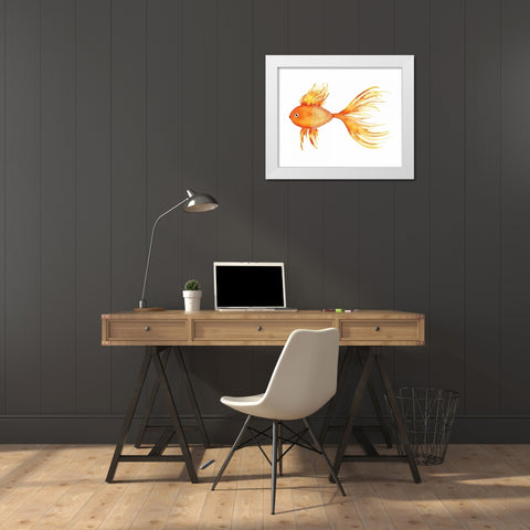 Deep Sea Yellow Fish White Modern Wood Framed Art Print by Berrenson, Sara