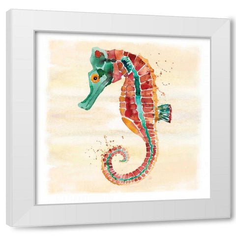 Seahorse White Modern Wood Framed Art Print by Berrenson, Sara