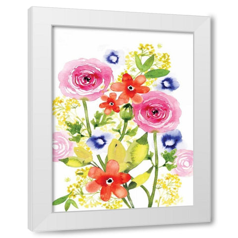 Rose Rhapsody I White Modern Wood Framed Art Print by Berrenson, Sara