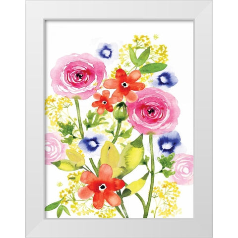 Rose Rhapsody I White Modern Wood Framed Art Print by Berrenson, Sara