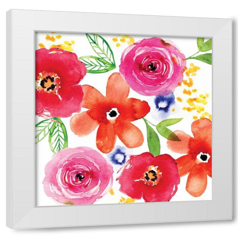 Floral Medley I White Modern Wood Framed Art Print by Berrenson, Sara