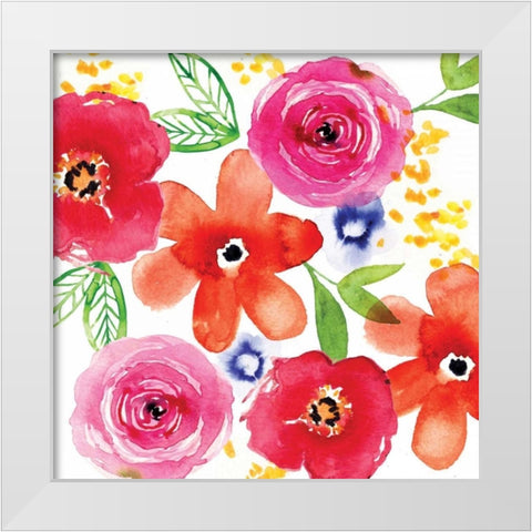 Floral Medley I White Modern Wood Framed Art Print by Berrenson, Sara