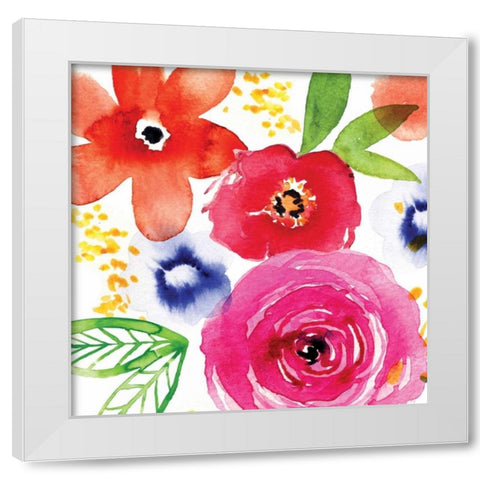 Floral Medley II White Modern Wood Framed Art Print by Berrenson, Sara