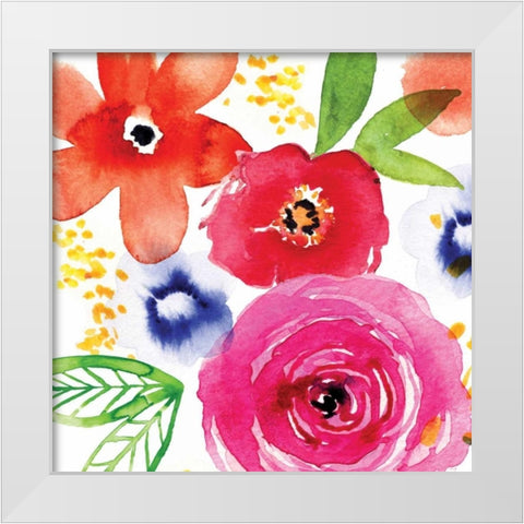 Floral Medley II White Modern Wood Framed Art Print by Berrenson, Sara