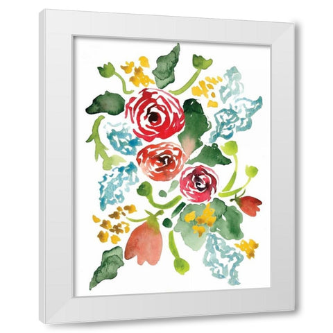 Red Floral Array I White Modern Wood Framed Art Print by Berrenson, Sara