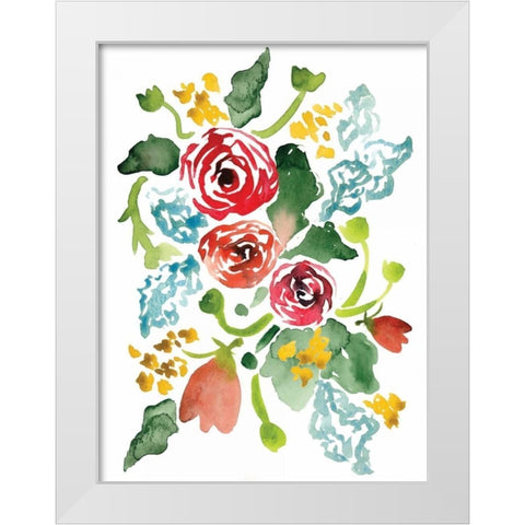 Red Floral Array I White Modern Wood Framed Art Print by Berrenson, Sara