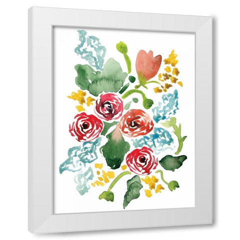 Red Floral Array II White Modern Wood Framed Art Print by Berrenson, Sara