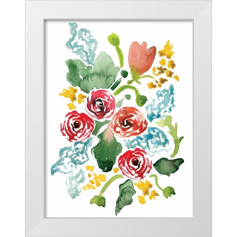Red Floral Array II White Modern Wood Framed Art Print by Berrenson, Sara