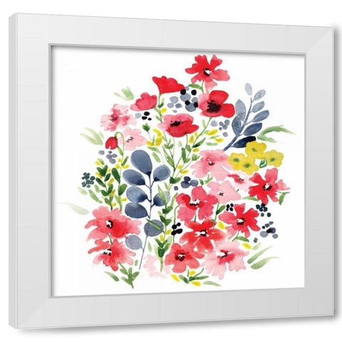 Spring Blooms Sq I White Modern Wood Framed Art Print by Berrenson, Sara