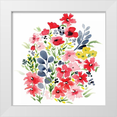 Spring Blooms Sq I White Modern Wood Framed Art Print by Berrenson, Sara