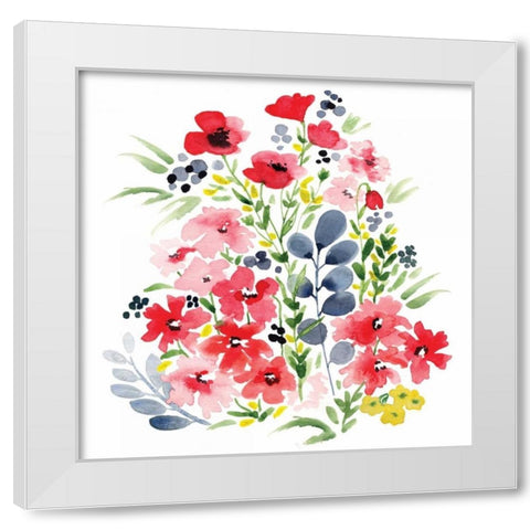 Spring Blooms Sq II White Modern Wood Framed Art Print by Berrenson, Sara