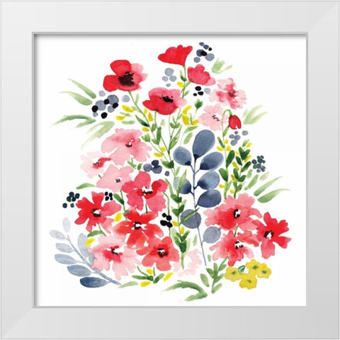 Spring Blooms Sq II White Modern Wood Framed Art Print by Berrenson, Sara