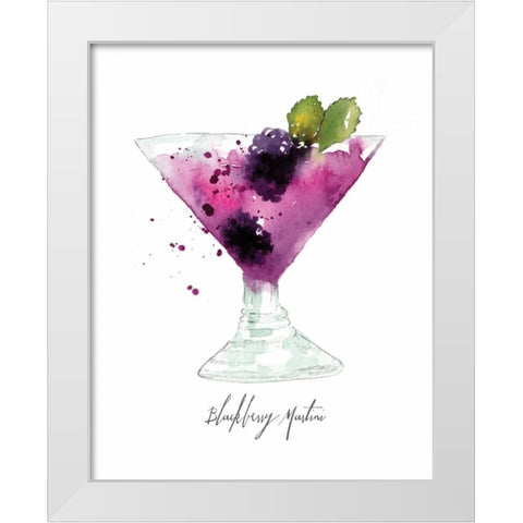 Blackberry Martini White Modern Wood Framed Art Print by Berrenson, Sara