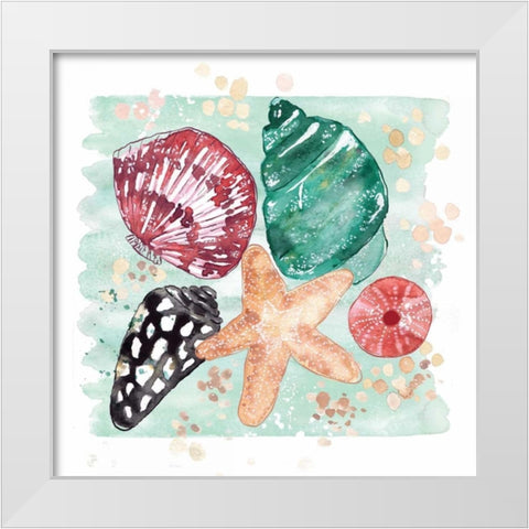 Beachcomber Shells White Modern Wood Framed Art Print by Berrenson, Sara
