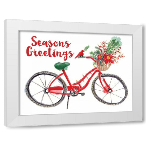 Christmas Bike White Modern Wood Framed Art Print by Berrenson, Sara