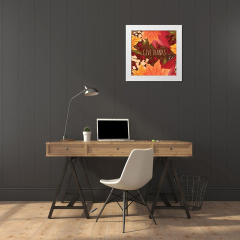 Give Thanks Sq White Modern Wood Framed Art Print by Berrenson, Sara