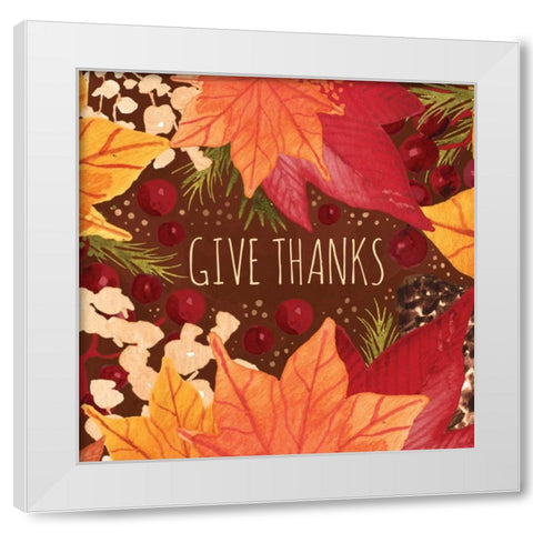 Give Thanks Sq White Modern Wood Framed Art Print by Berrenson, Sara