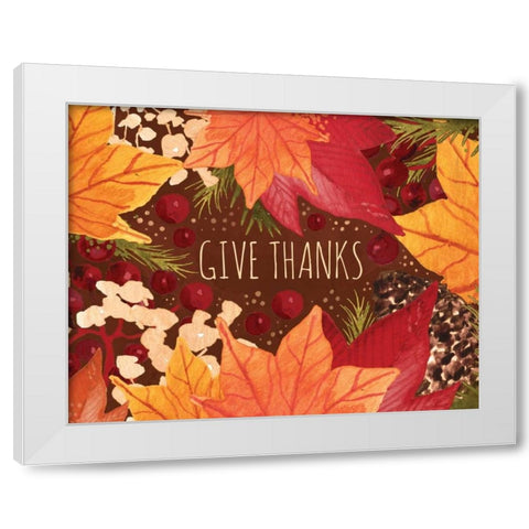 Give Thanks White Modern Wood Framed Art Print by Berrenson, Sara