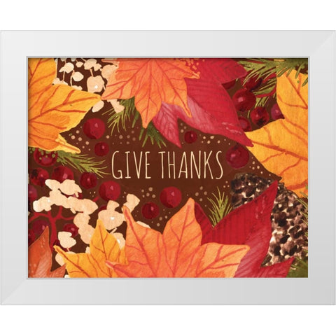 Give Thanks White Modern Wood Framed Art Print by Berrenson, Sara