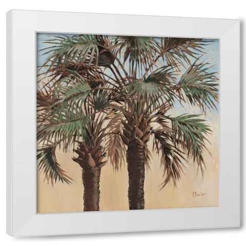 Twin Palms White Modern Wood Framed Art Print by Brent, Paul