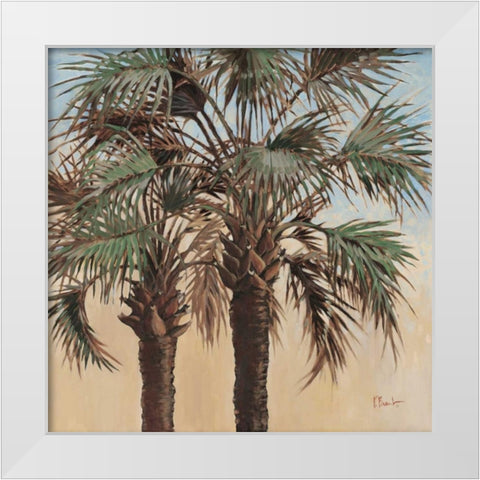 Twin Palms White Modern Wood Framed Art Print by Brent, Paul