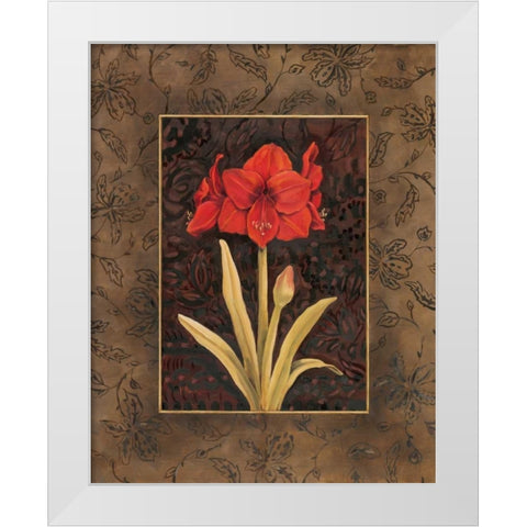 Damask Amaryllis White Modern Wood Framed Art Print by Brent, Paul