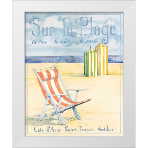 Sur la Plage White Modern Wood Framed Art Print by Brent, Paul