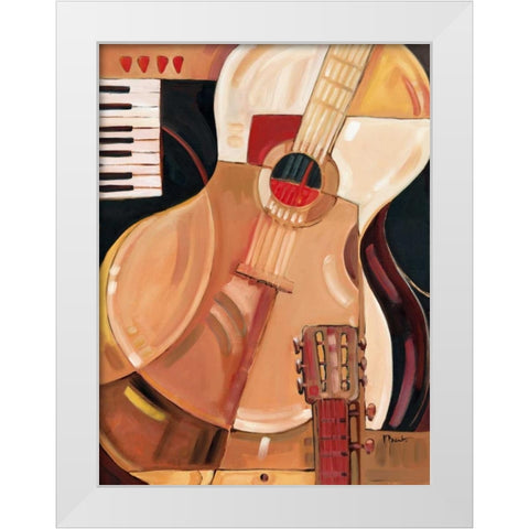 Abstract Guitar White Modern Wood Framed Art Print by Brent, Paul