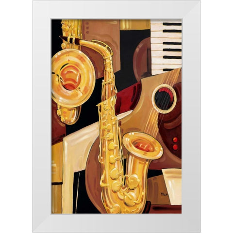 Abstract Sax White Modern Wood Framed Art Print by Brent, Paul