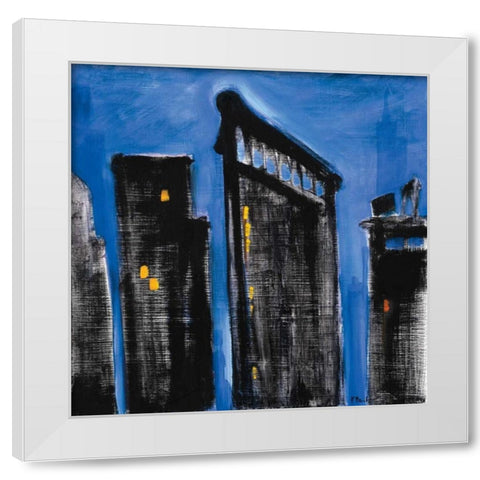 Blue Cityscape White Modern Wood Framed Art Print by Brent, Paul