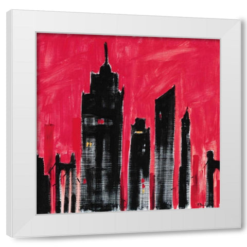 Red Cityscape White Modern Wood Framed Art Print by Brent, Paul