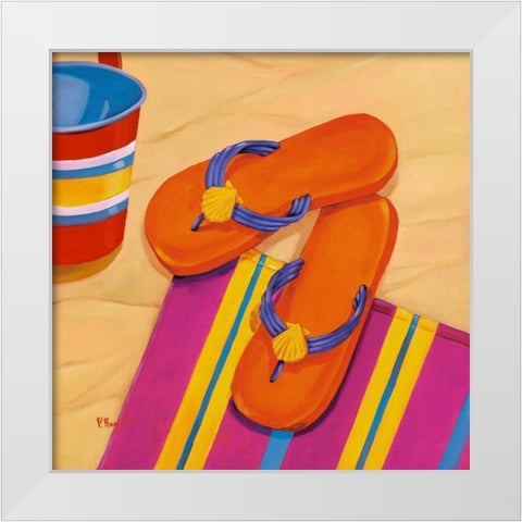 Orange Flip Flops White Modern Wood Framed Art Print by Brent, Paul
