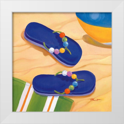 Purple Flip Flops White Modern Wood Framed Art Print by Brent, Paul
