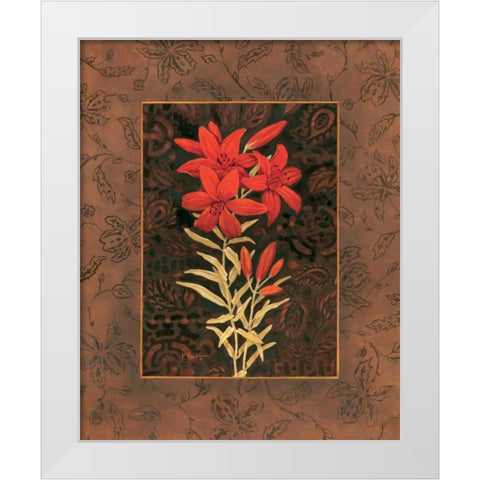 Damask Lily White Modern Wood Framed Art Print by Brent, Paul