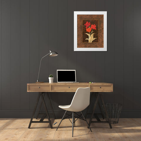 Damask Tulip White Modern Wood Framed Art Print by Brent, Paul