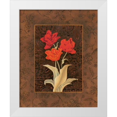 Damask Tulip White Modern Wood Framed Art Print by Brent, Paul