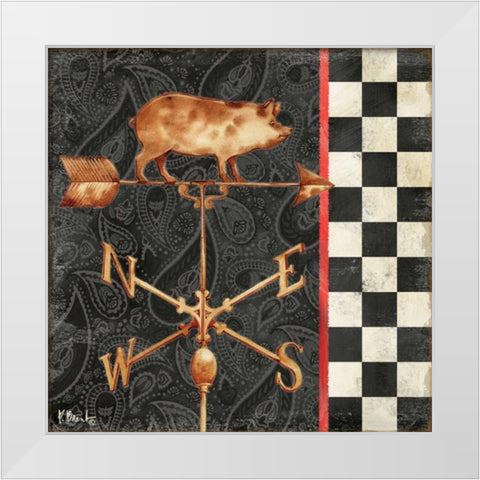 Paisley Weathervanes III White Modern Wood Framed Art Print by Brent, Paul