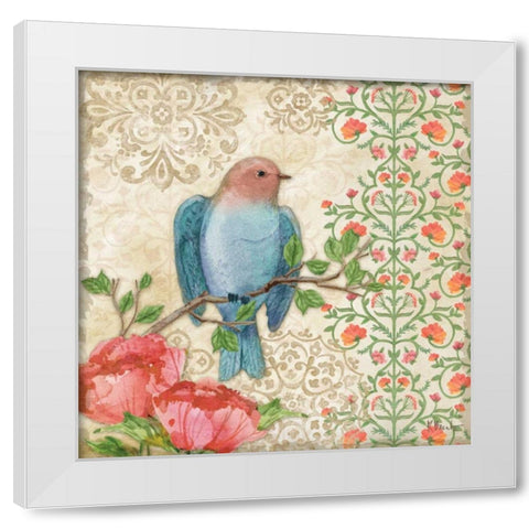 Blossoming Birds Sq I White Modern Wood Framed Art Print by Brent, Paul