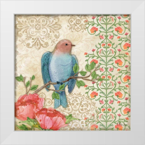 Blossoming Birds Sq I White Modern Wood Framed Art Print by Brent, Paul