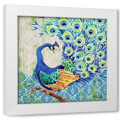 Patterned Peacock II White Modern Wood Framed Art Print by Brent, Paul