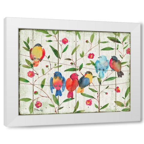 Perched Birds White Modern Wood Framed Art Print by Brent, Paul