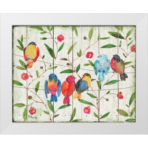 Perched Birds White Modern Wood Framed Art Print by Brent, Paul